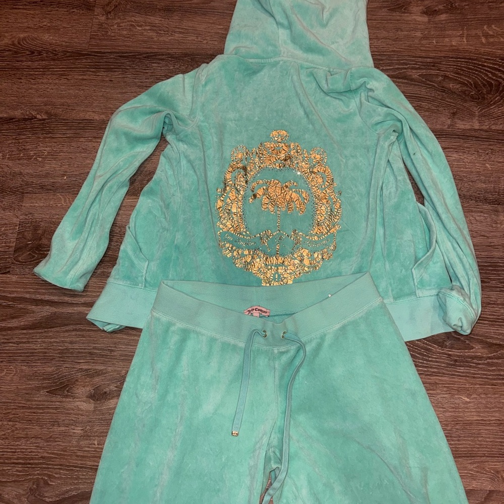 Juicy Couture rare vintage tracksuit teal colour gold Hardwear